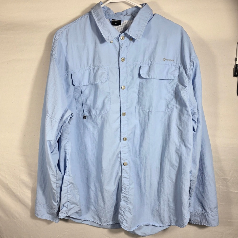 Naviskin Fishing Shirt Mens XL Blue Excellent Vented Long Sleeve‎ Hiking M121